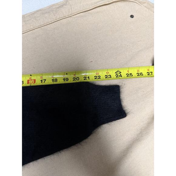 Modefia Coat Womens Medium Large Black Angora Blend Faux Fur Trim Long Duster - Picture 11 of 13